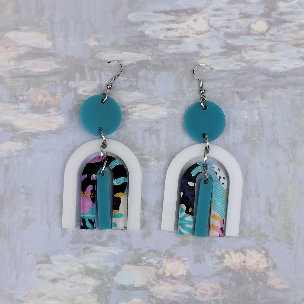 Turquoise Art Deco Earrings - Picture 2 of 2